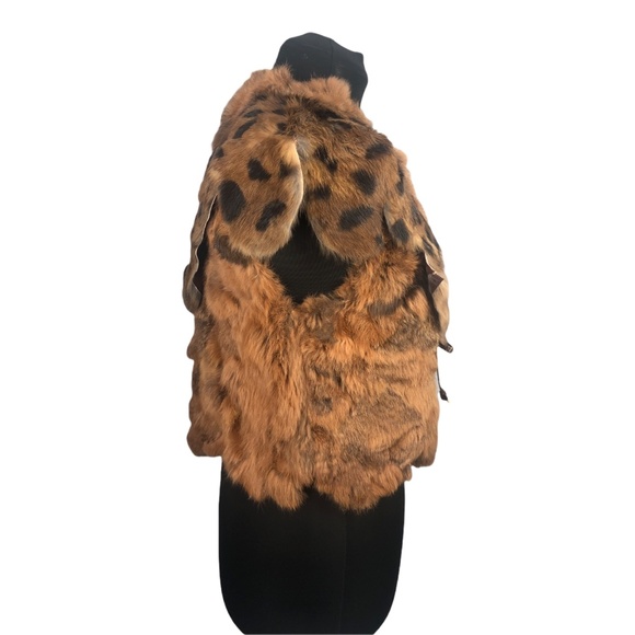 VTG Brown Spotted GDT TOO Rabbit Fur Festival Vest - Picture 3 of 15